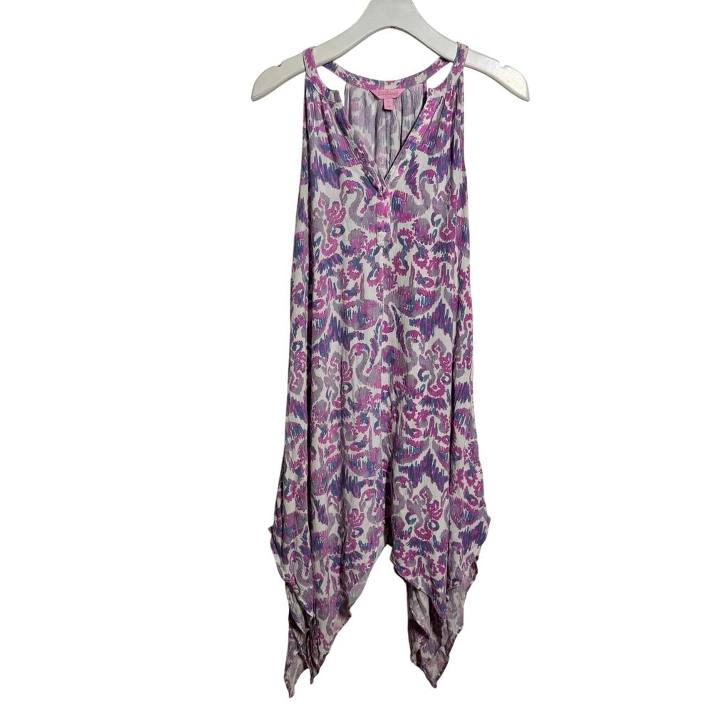 Lilly Pulitzer Monica Beach Dress Women S Pink Purple Preppy Boho Shark Bite Hem